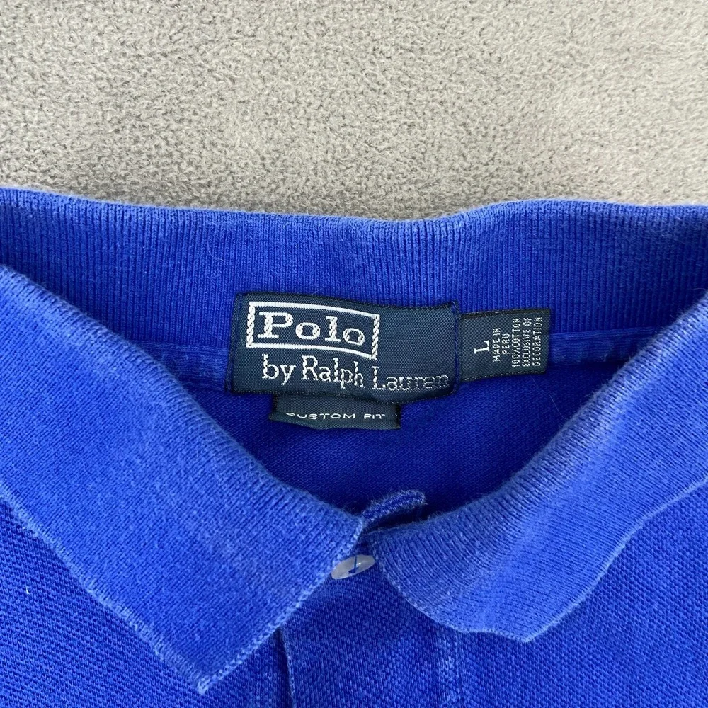 Polo Ralph Lauren Polo Shirt Mens Large Blue Custom Fit Pony Logo High Low Slit